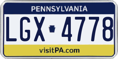 PA license plate LGX4778