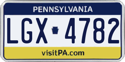 PA license plate LGX4782
