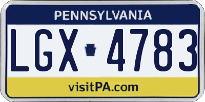PA license plate LGX4783