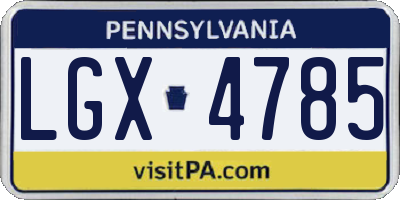 PA license plate LGX4785