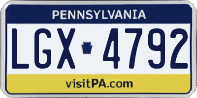 PA license plate LGX4792