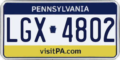 PA license plate LGX4802