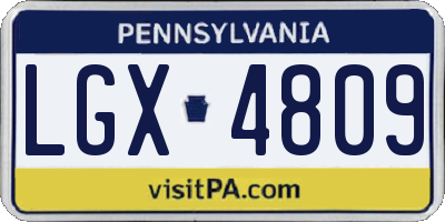 PA license plate LGX4809