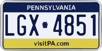 PA license plate LGX4851