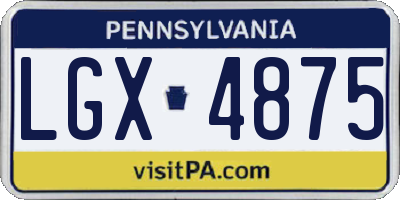 PA license plate LGX4875