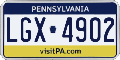 PA license plate LGX4902