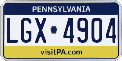 PA license plate LGX4904