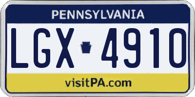 PA license plate LGX4910