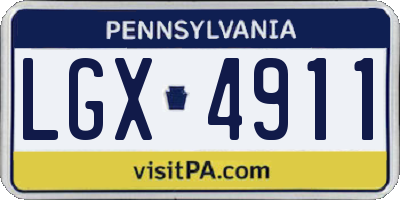 PA license plate LGX4911