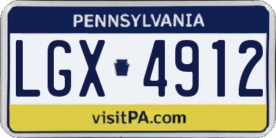 PA license plate LGX4912
