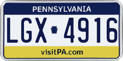 PA license plate LGX4916