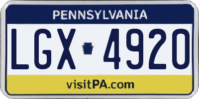 PA license plate LGX4920