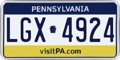 PA license plate LGX4924