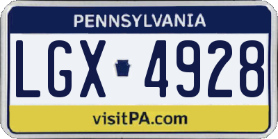 PA license plate LGX4928