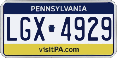 PA license plate LGX4929