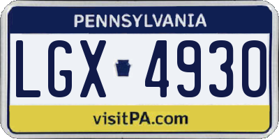 PA license plate LGX4930