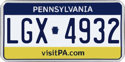 PA license plate LGX4932