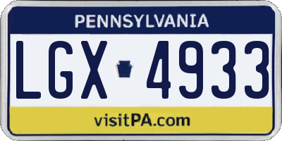 PA license plate LGX4933