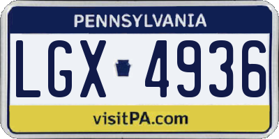 PA license plate LGX4936
