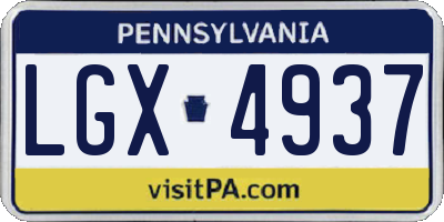 PA license plate LGX4937