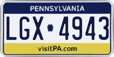 PA license plate LGX4943