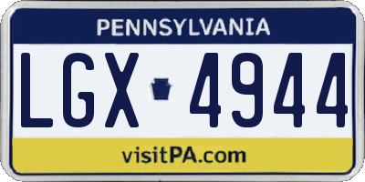 PA license plate LGX4944