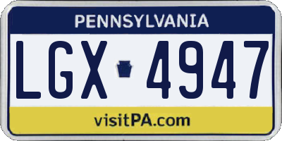 PA license plate LGX4947