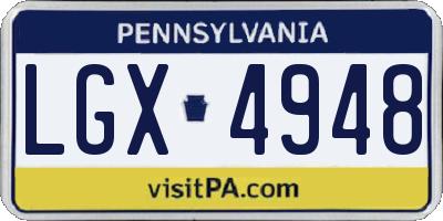 PA license plate LGX4948