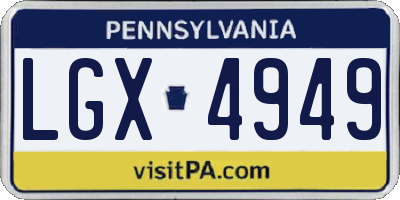 PA license plate LGX4949