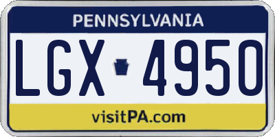 PA license plate LGX4950