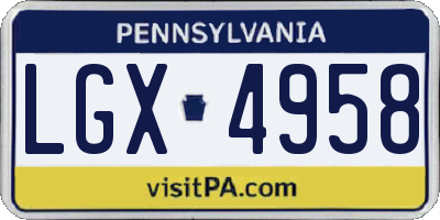 PA license plate LGX4958