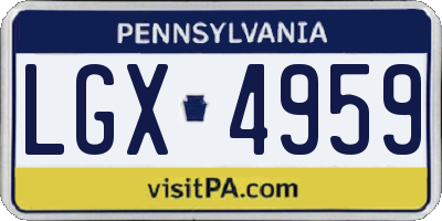 PA license plate LGX4959