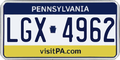 PA license plate LGX4962