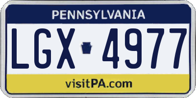 PA license plate LGX4977