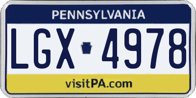 PA license plate LGX4978