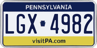 PA license plate LGX4982