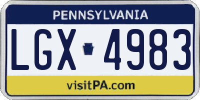 PA license plate LGX4983