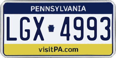 PA license plate LGX4993