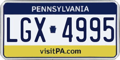 PA license plate LGX4995