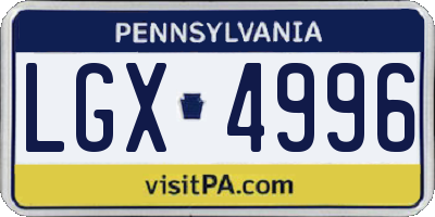PA license plate LGX4996