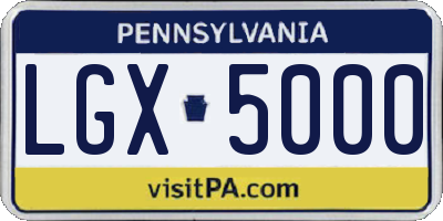 PA license plate LGX5000