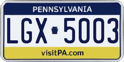 PA license plate LGX5003
