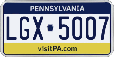 PA license plate LGX5007