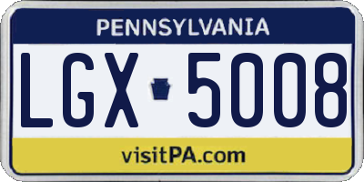PA license plate LGX5008