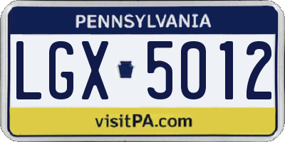 PA license plate LGX5012
