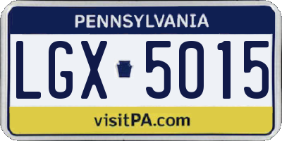 PA license plate LGX5015