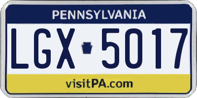 PA license plate LGX5017