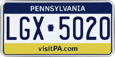 PA license plate LGX5020