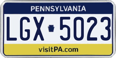 PA license plate LGX5023