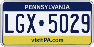 PA license plate LGX5029